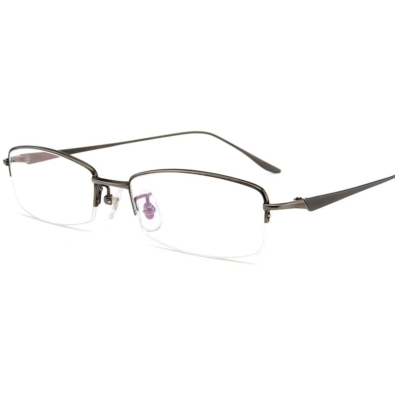 Men's Titanium Semi Rim Square Frame Eyeglasses D8560 Semi Rim Bclear gray