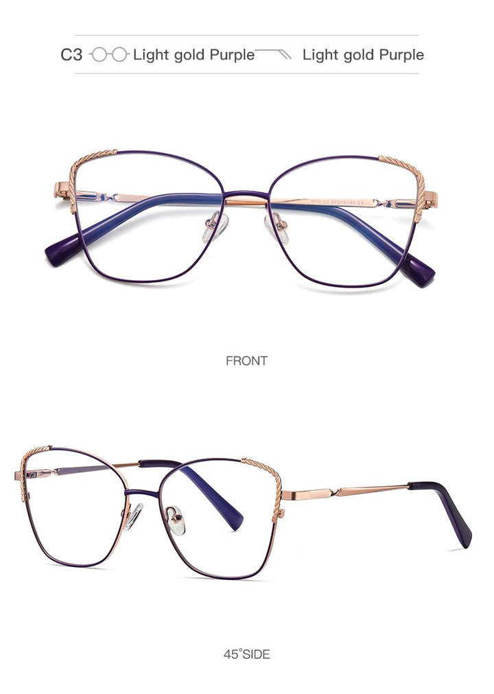 Hotochki Women's Full Rim Polygon Alloy Frame Eyeglasses 3014 Full Rim Hotochki