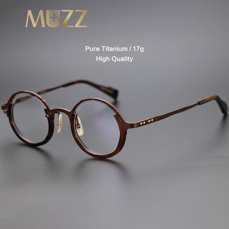 Muzz Unisex Full Rim Round IP Titanium Acetate Hand Crafted Frame Eyeglasses 0053 Full Rim Muzz