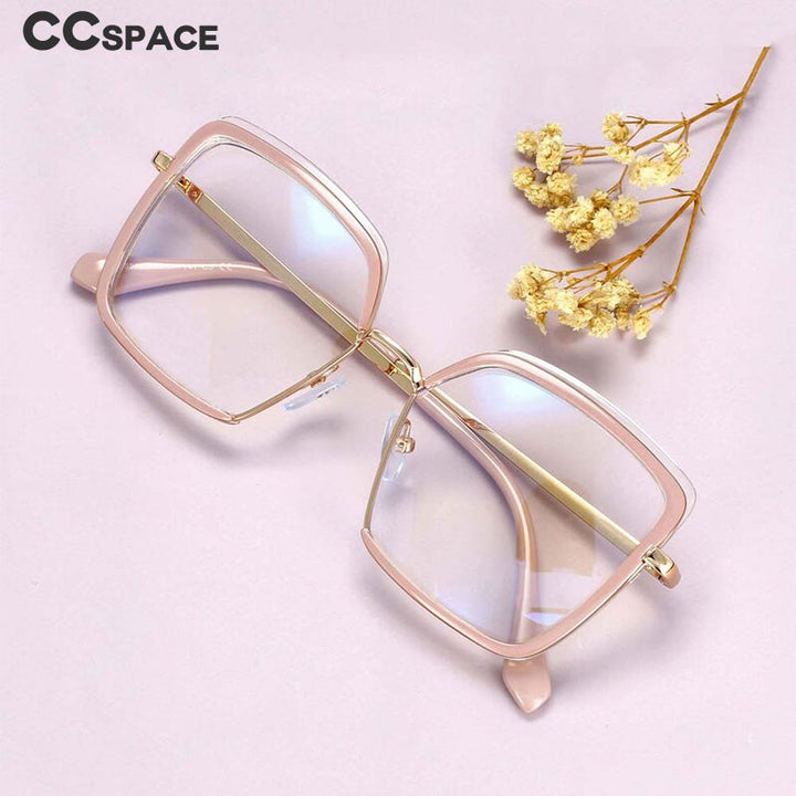 CCspace Unisex Semi Rim Square Tr 90 Titanium Frame Eyeglasses 54078 Semi Rim CCspace