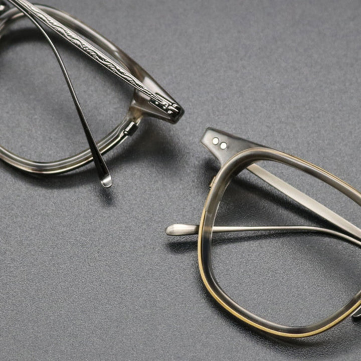 Gatenac Unisex Full Rim Square Titanium Acetate Frame Eyeglasses Gxyj473 Full Rim Gatenac