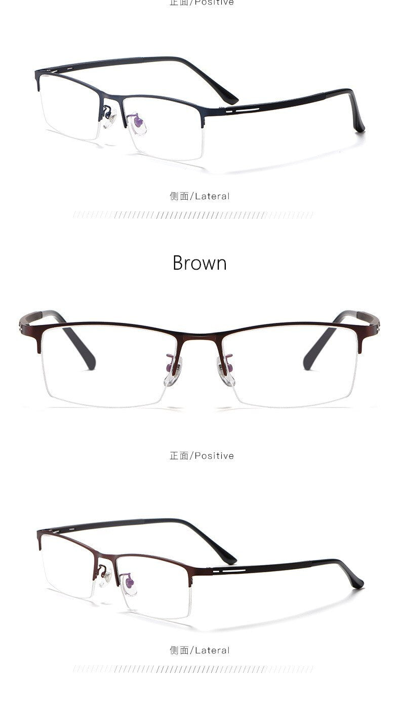 Yimaruili Unisex Semi Rim Titanium Alloy Frame Eyeglasses P9916 Semi Rim Yimaruili Eyeglasses