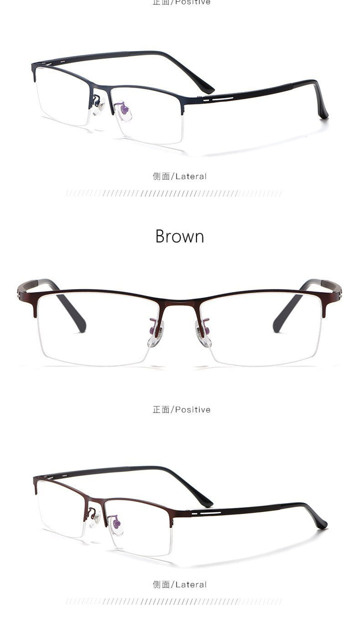 Yimaruili Unisex Semi Rim Titanium Alloy Frame Eyeglasses P9916 Semi Rim Yimaruili Eyeglasses