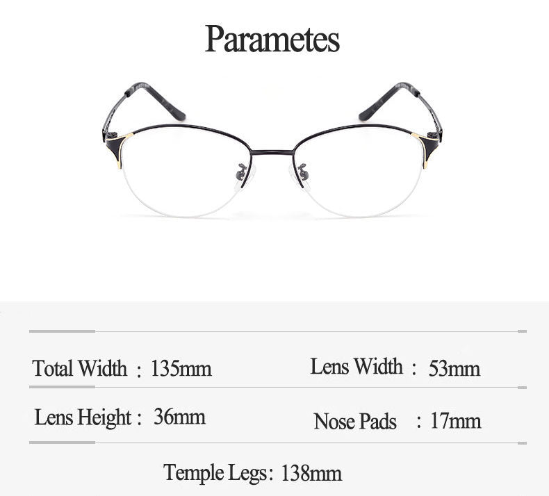 Hotony Women's Semi Rim Oval Alloy Eyeglasses F6049 Semi Rim Hotony