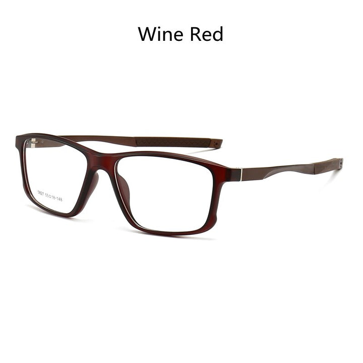 KatKani Men's Full Rim TR90 Aluminum Magnesium Square Frame Sports Eyeglasses 5827 Sport Eyewear KatKani Eyeglasses Wine Red  