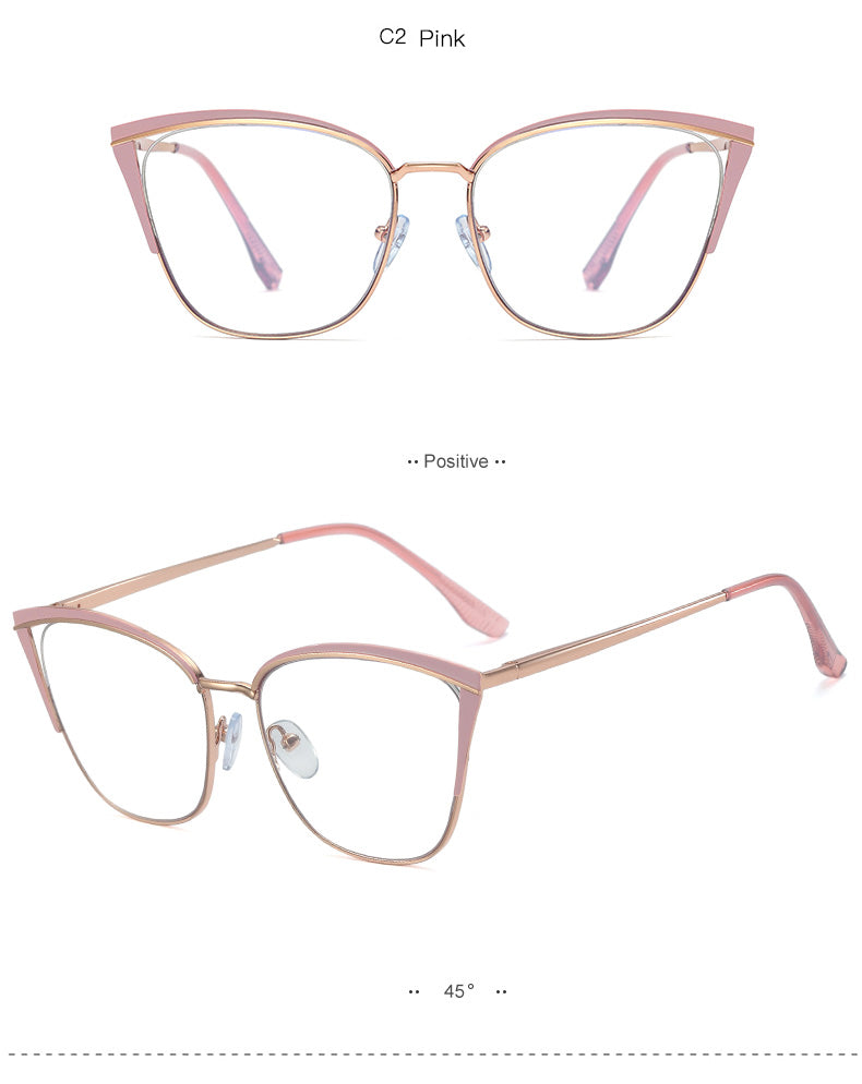 Hotony Women's Full Rim Cat Eye TR 90 Resin Alloy Frame Eyeglasses 95778 Full Rim Hotony