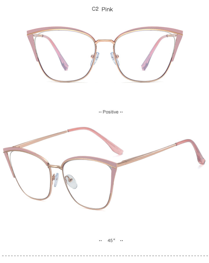 Hotony Women's Full Rim Cat Eye TR 90 Resin Alloy Frame Eyeglasses 95778 Full Rim Hotony