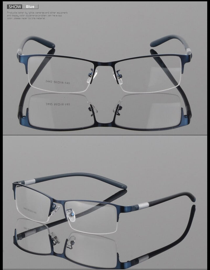 Hotony Unisex Semi Rim Alloy Frame TR 90 Temple Eyeglasses 2242 Semi Rim Hotony