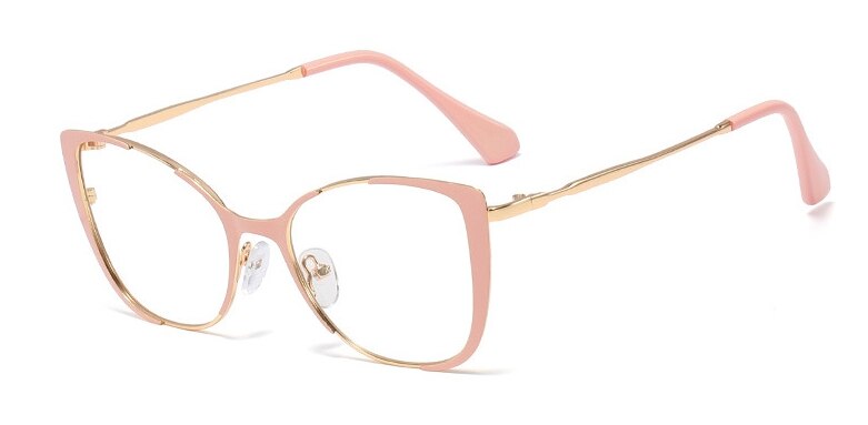 CCspace Unisex Semi Rim Cat Eye Alloy Frame Eyeglasses 45955 Semi Rim CCspace C2 pink