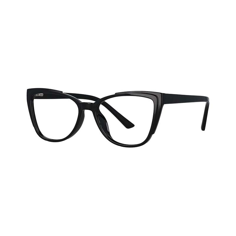CCspace Unisex Full Rim Square Cat Eye Tr 90 Titanium Frame Eyeglasses 53103 Full Rim CCspace Black