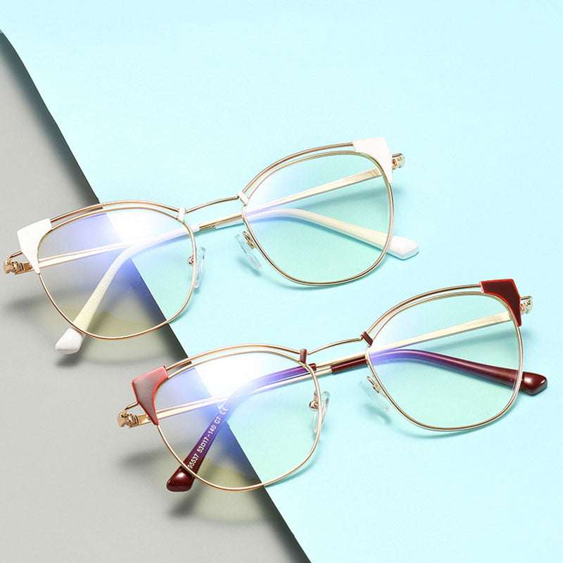 Hotony Unisex Full Rim Cat Eye Alloy Frame Eyeglasses L95537 Full Rim Hotony