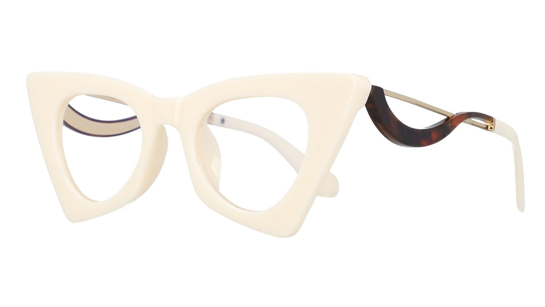 CCspace Women's Full Rim Cat Eye Resin Alloy Frame Eyeglasses 51094 Full Rim CCspace Beige China