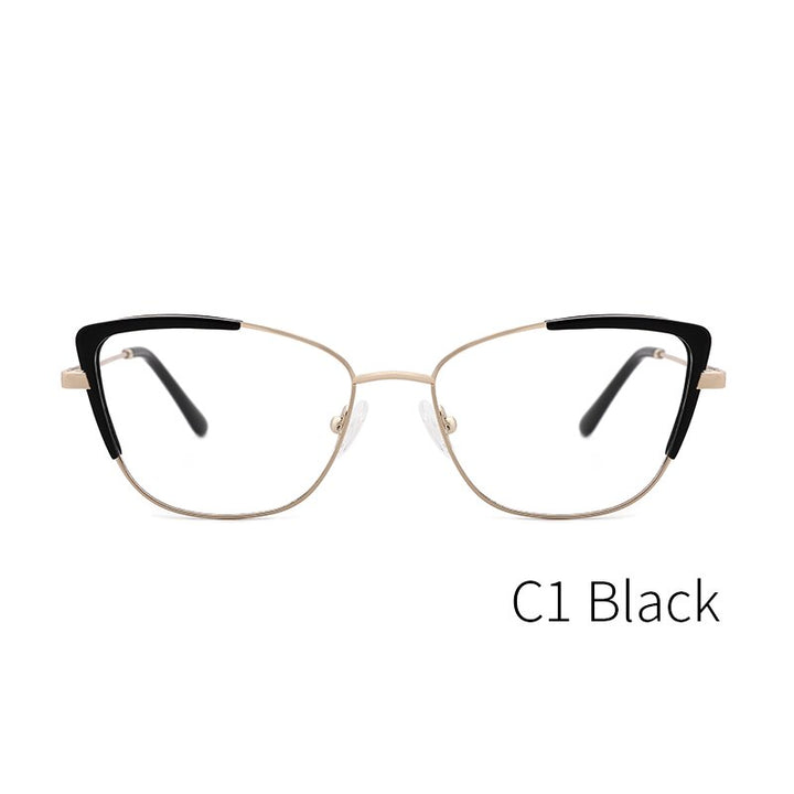 Kansept Women's Full Rim Cat Eye Stainless Steel Frame Eyeglasses Ms8124 Full Rim Kansept MS8124C1