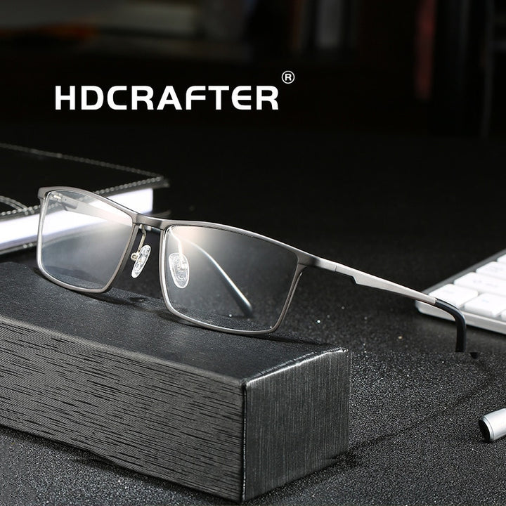 Hdcrafter Men's Full Rim Square Titanium Frame Eyeglasses 6330 Full Rim Hdcrafter Eyeglasses