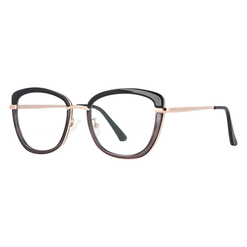 CCspace Women's Full Rim Square Cat Eye Tr 90 Titanium Frame Eyeglasses 53041 Full Rim CCspace Black tea