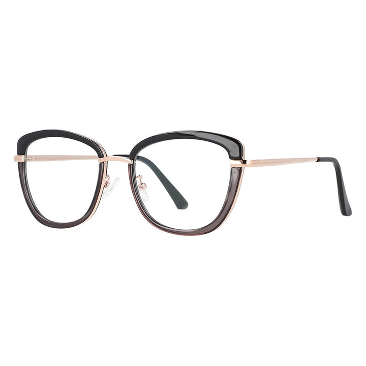 CCspace Women's Full Rim Square Cat Eye Tr 90 Titanium Frame Eyeglasses 53041 Full Rim CCspace Black tea