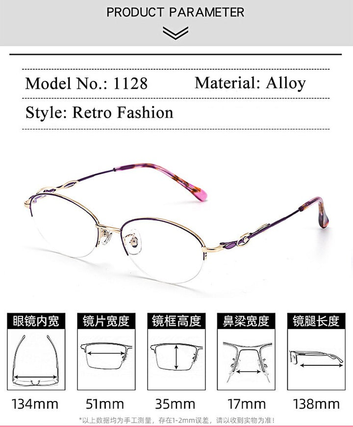 Women's Oval Semi Rim Alloy Eyeglasses Yy1128 Semi Rim Bclear