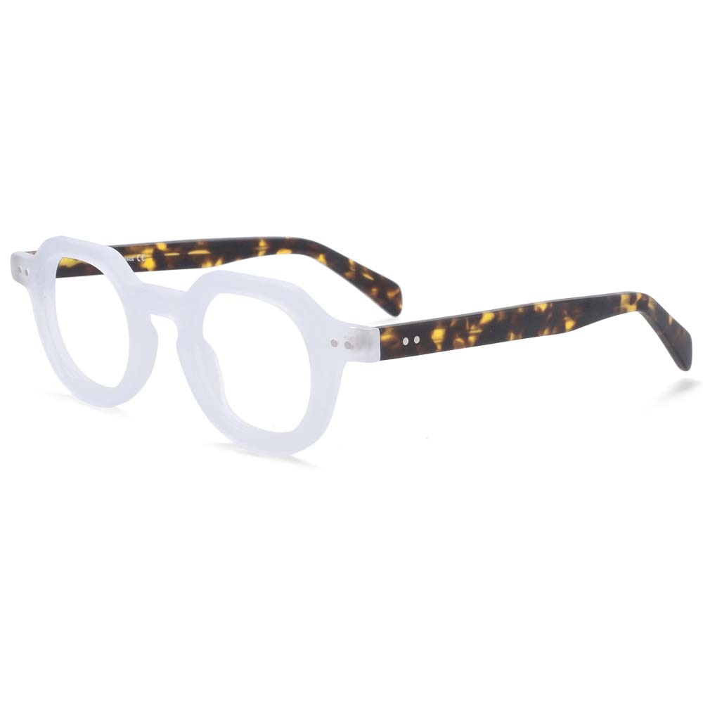CCspace Unisex Full Rim Round Acetate Frame Eyeglasses 49875 Full Rim CCspace White
