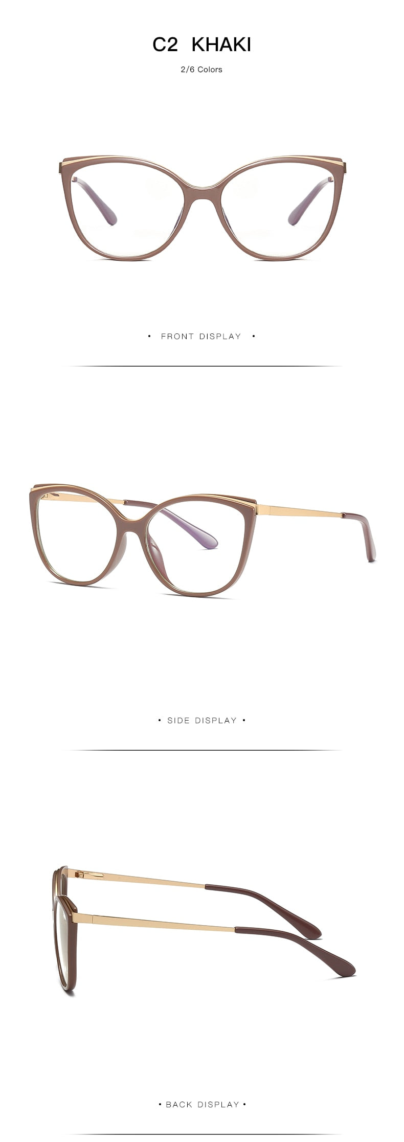 Hotochki Women's Full Rim Cat Eye Alloy Acetate Frame Eyeglasses 2052 Full Rim Hotochki