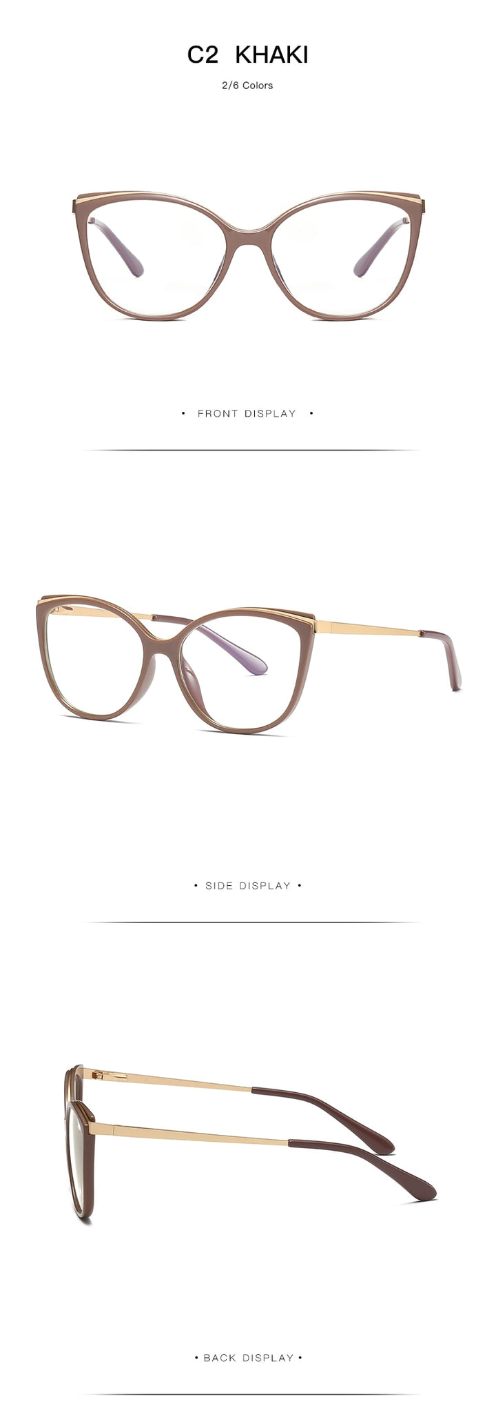 Hotochki Women's Full Rim Cat Eye Alloy Acetate Frame Eyeglasses 2052 Full Rim Hotochki