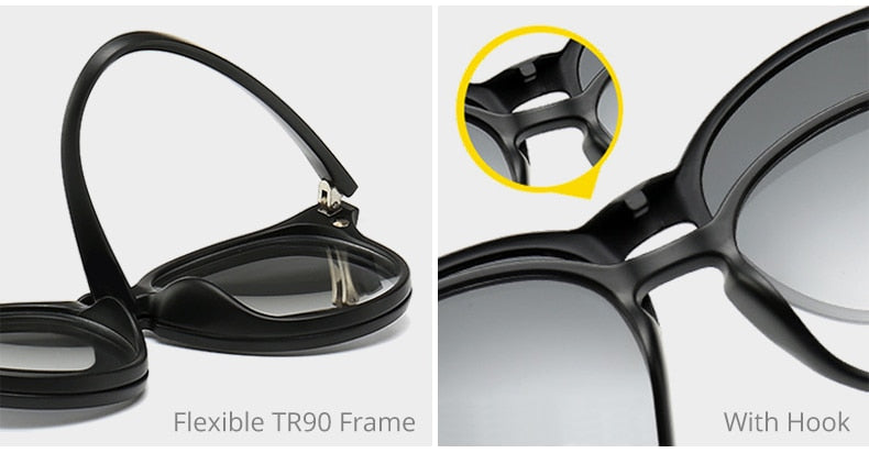 Ralferty Unisex Full Rim Round Polycarbonate Eyeglasses Clip On Sunglasses 2231 With Clip Ons Ralferty