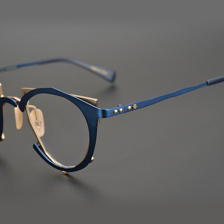 Gatenac Unisex Full Rim Triangle Alloy Frame Eyeglasses Gxyj535 Full Rim Gatenac