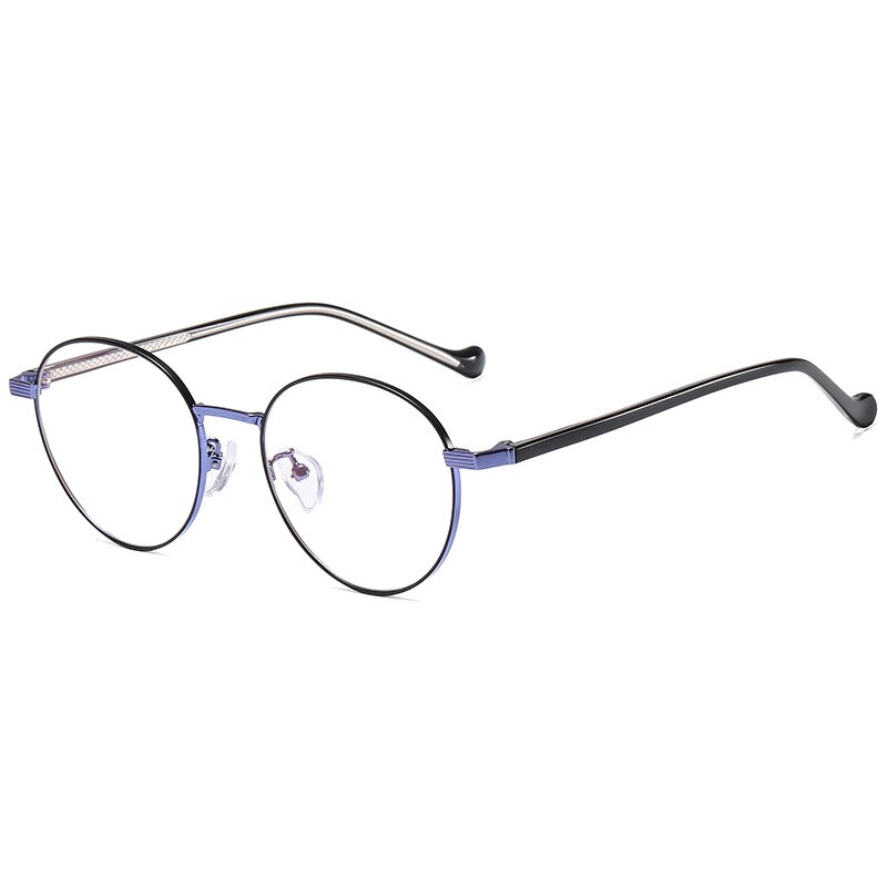 Handoer Unisex Full Rim Round Square Alloy Acetate Eyeglasses 1903 Full Rim Handoer BLACK PURPLE
