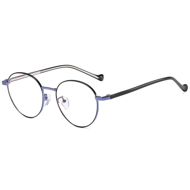 Handoer Unisex Full Rim Round Square Alloy Acetate Eyeglasses 1903 Full Rim Handoer BLACK PURPLE