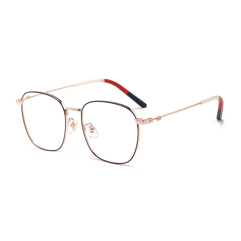 Yimaruili Unisex Full Rim Titanium Frame Eyeglasses 7525 Full Rim Yimaruili Eyeglasses Black Rose Gold