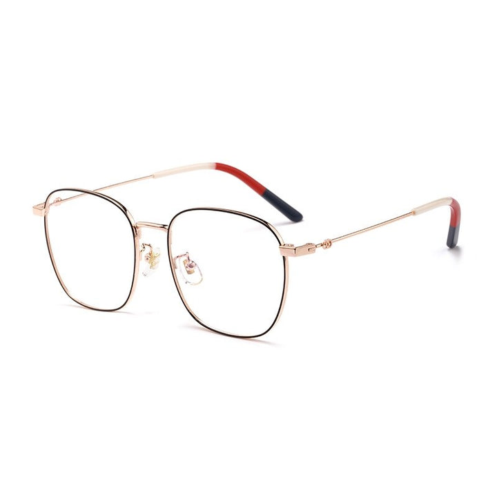 Yimaruili Unisex Full Rim Titanium Frame Eyeglasses 7525 Full Rim Yimaruili Eyeglasses Black Rose Gold
