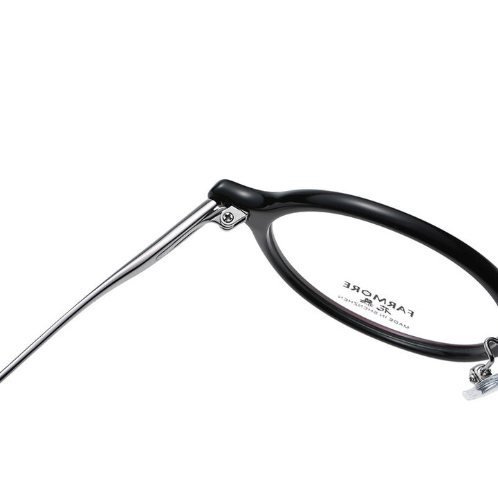 Reven Jate Unisex Full Rim Round Acetate Titanium Eyeglasses S3108 Full Rim Reven Jate