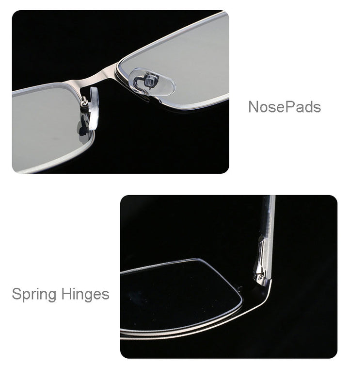 Hotony Men's Full Rim Square Alloy Frame Reading Glasses R89865 Reading Glasses Hotony