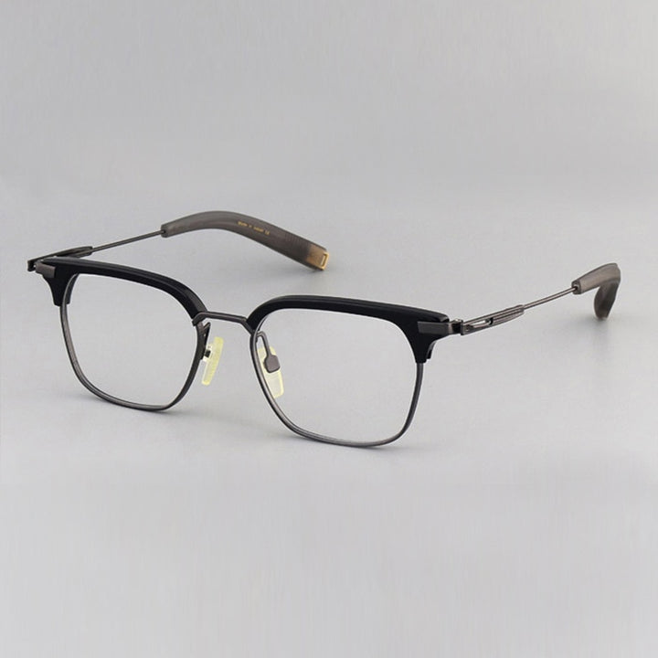 Aissuarvey Titanium Acetate Full Horn Rim Rectangular Frame Men's Eyeglasses Frame Aissuarvey Eyeglasses black  