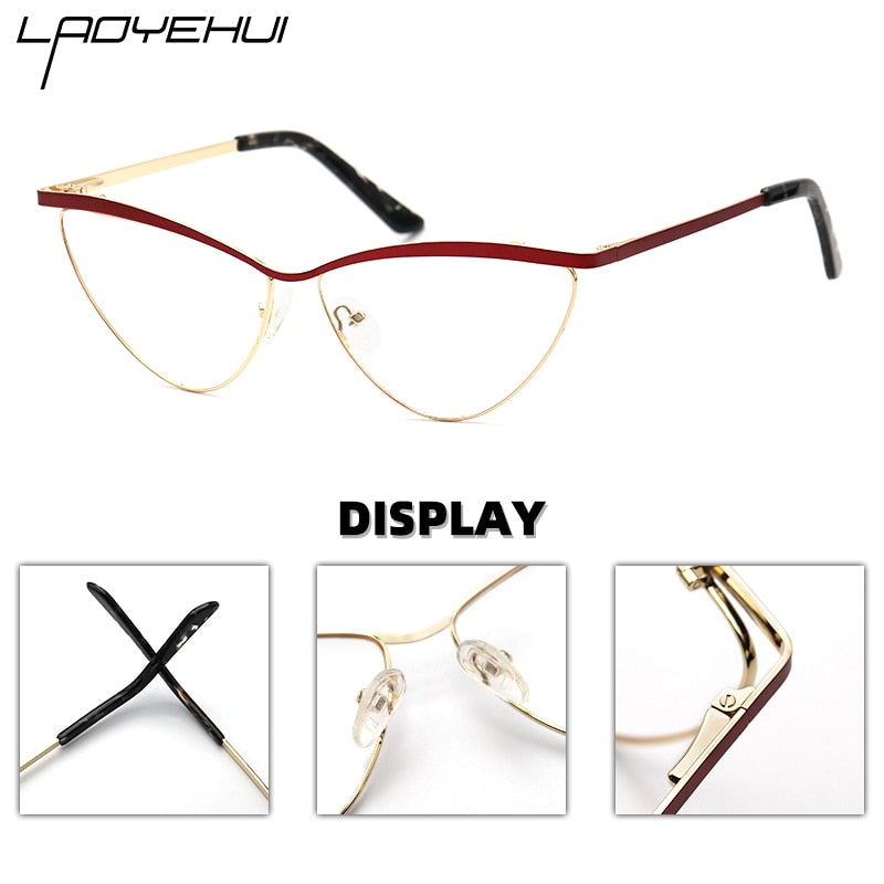 Laoyehui Women's Eyeglasses Cat Eye Alloy Frame 8042 Full Rim Laoyehui