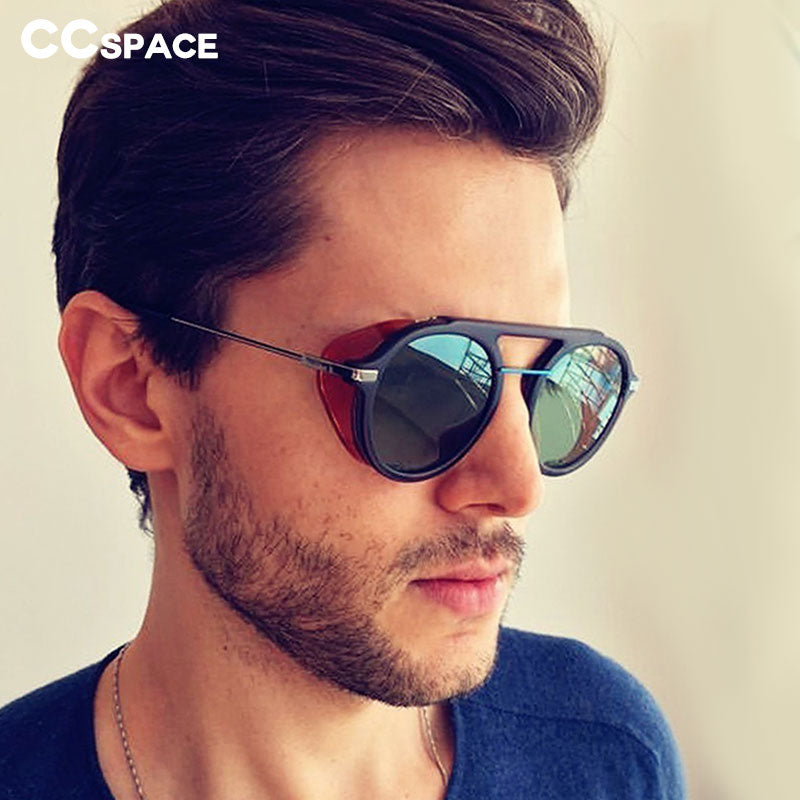 CCspace Unisex Full Rim Round Resin Steampunk Frame Sunglasses 46122 Sunglasses CCspace Sunglasses