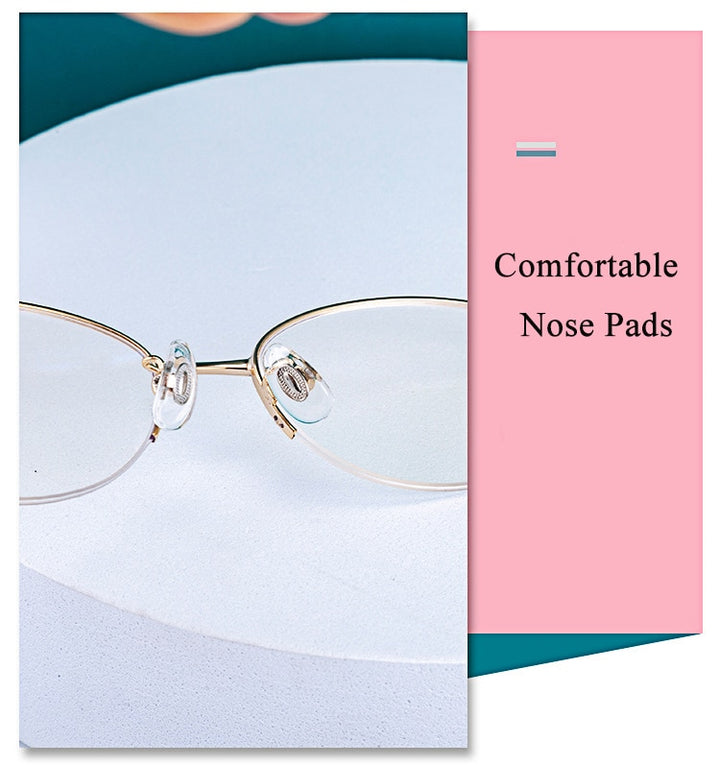 Women's Oval Semi Rim Alloy Eyeglasses Yy1128 Semi Rim Bclear