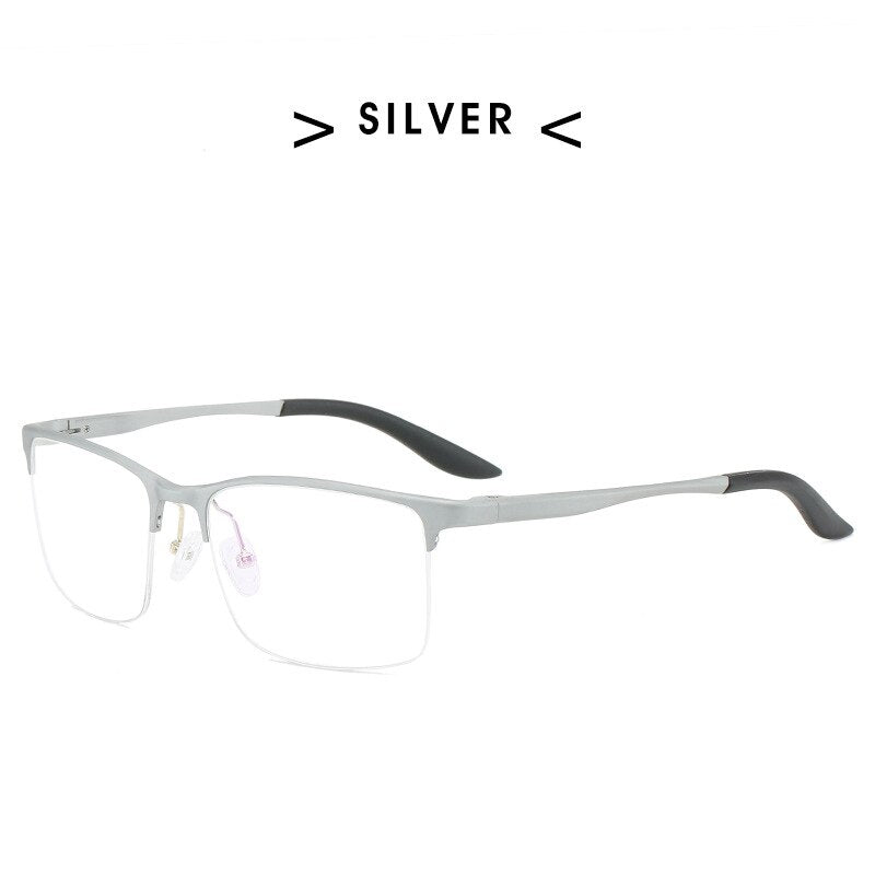Hdcrafter Men's Semi Rim Square TR 90 Titanium Frame Eyeglasses P6325 Semi Rim Hdcrafter Eyeglasses Silver