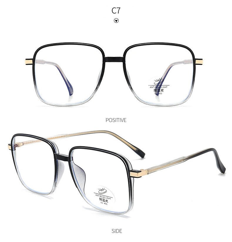 Hotony Unisex Full Rim Square TR 90 Resin Frame Eyeglasses 8877 Full Rim Hotony