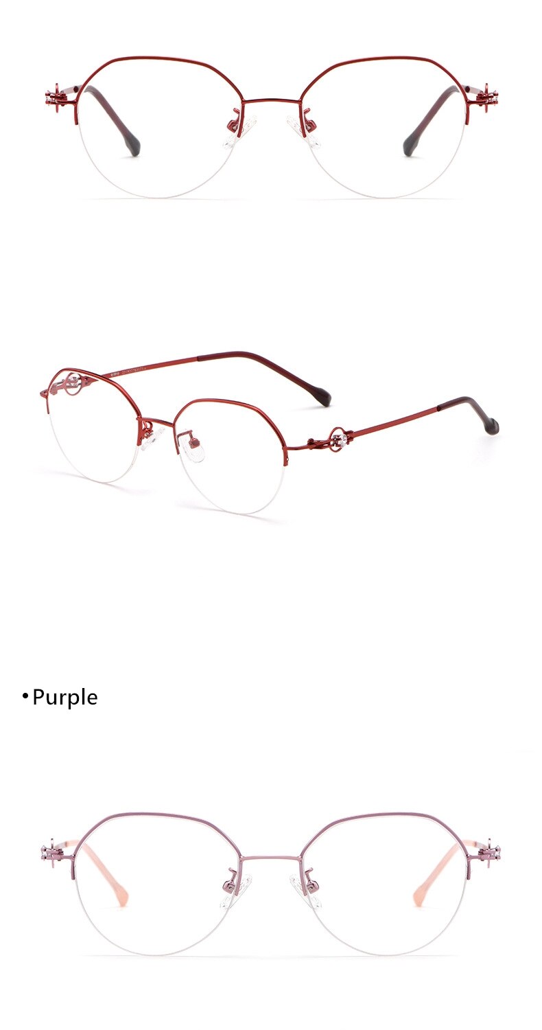 Yimaruili Unisex Semi Rim Alloy Frame Eyeglasses 8001Z Semi Rim Yimaruili Eyeglasses