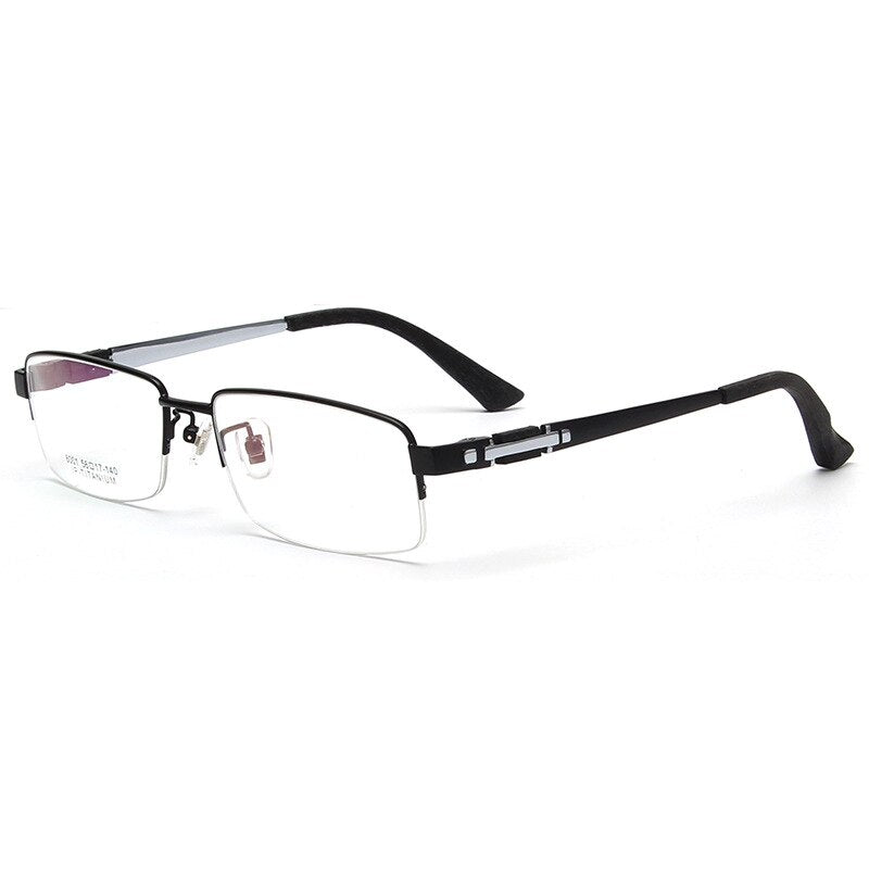 Chashma Ottica Men's Semi Rim Rectangle Titanium Eyeglasses 8001 Semi Rim Chashma Ottica Black