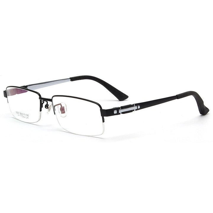 Chashma Ottica Men's Semi Rim Rectangle Titanium Eyeglasses 8001 Semi Rim Chashma Ottica Black