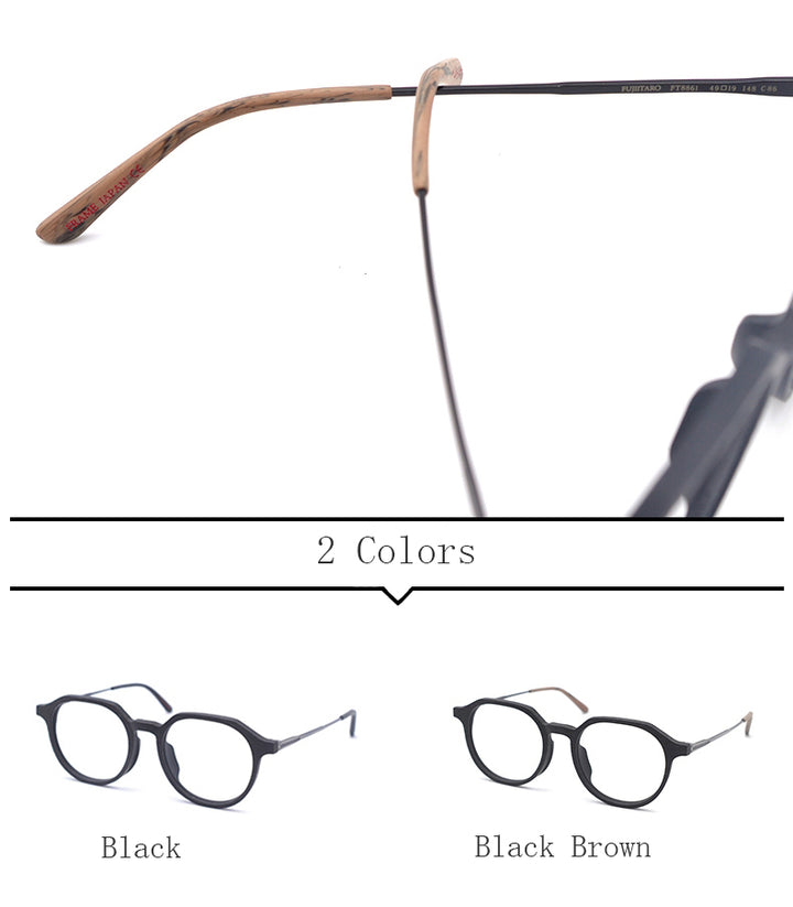 Hdcrafter Unisex Full Rim Round Wood Frame Eyeglasses Ft8861 Full Rim Hdcrafter Eyeglasses