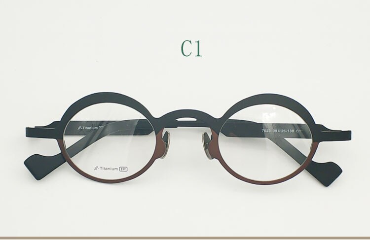 Yujo Unisex Full Rim Round Eyeglasses Titanium 7023 Full Rim Yujo C1 China