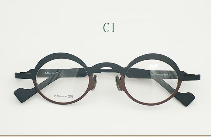 Yujo Unisex Full Rim Round Eyeglasses Titanium 7023 Full Rim Yujo C1 China