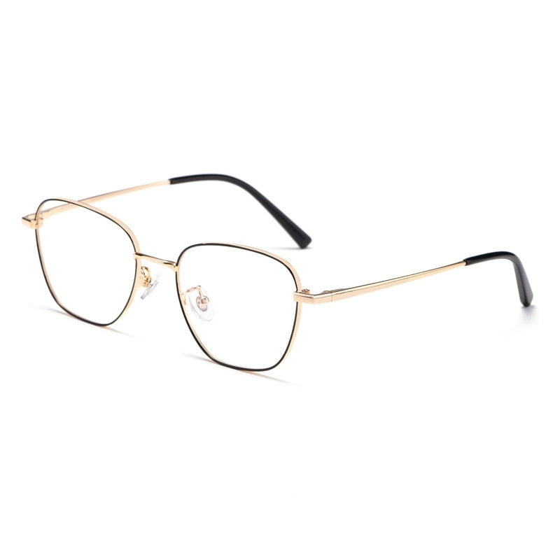 Yimaruili Unisex Full Rim Polygonal Titanium Frame Eyeglasses 9026JY Full Rim Yimaruili Eyeglasses Black Gold  