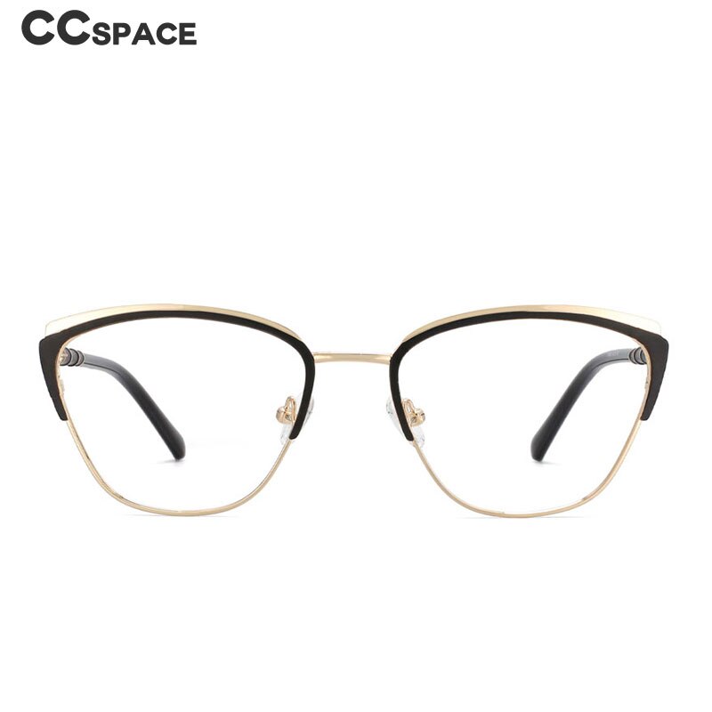CCspace Women's Full Rim Square Cat Eye Alloy Frame Eyeglasses 53867 Full Rim CCspace