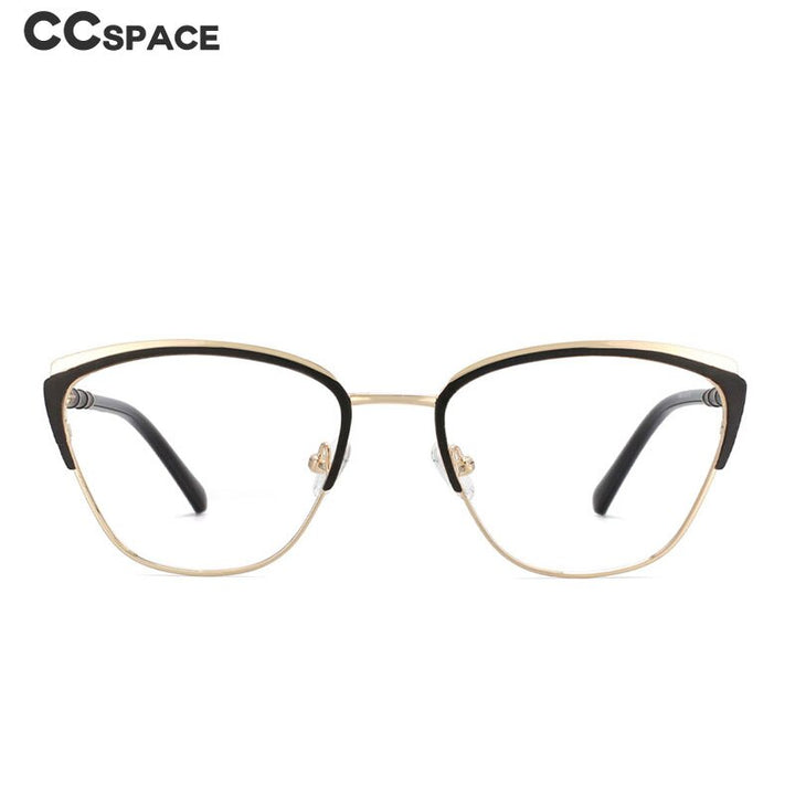 CCspace Women's Full Rim Square Cat Eye Alloy Frame Eyeglasses 53867 Full Rim CCspace