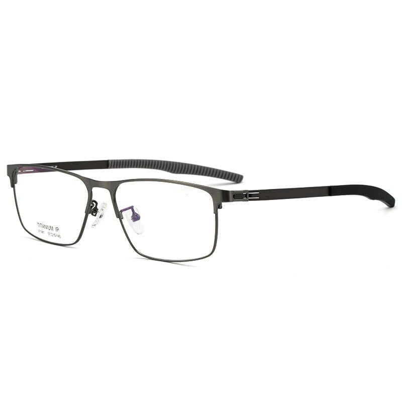 Hotochki Men's Full Rim Titanium Square Frame Eyeglasses F1981 Full Rim Hotochki gray