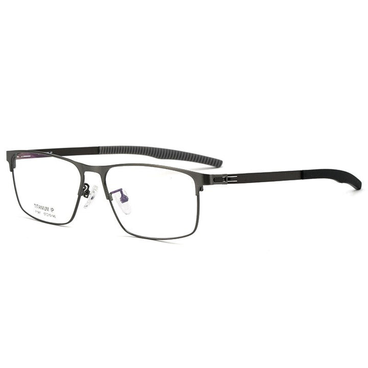 Hotochki Men's Full Rim Titanium Square Frame Eyeglasses F1981 Full Rim Hotochki gray