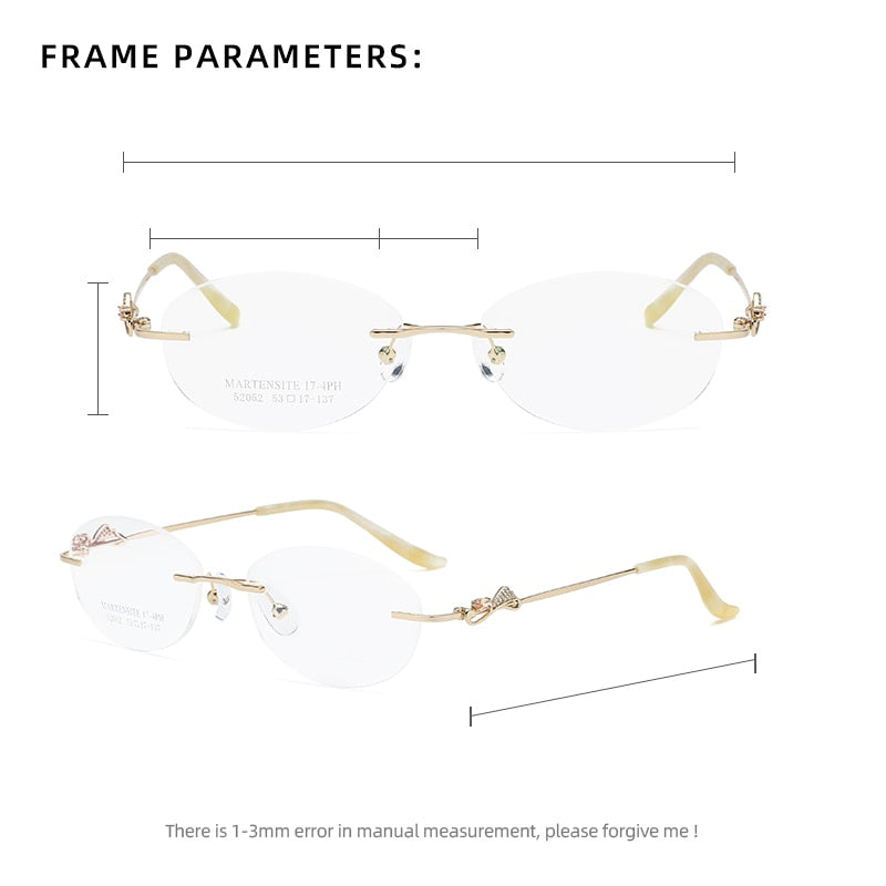 Zirosat 52052 Women's Eyeglasses Alloy Rimless Diamond Cutting Rimless Zirosat
